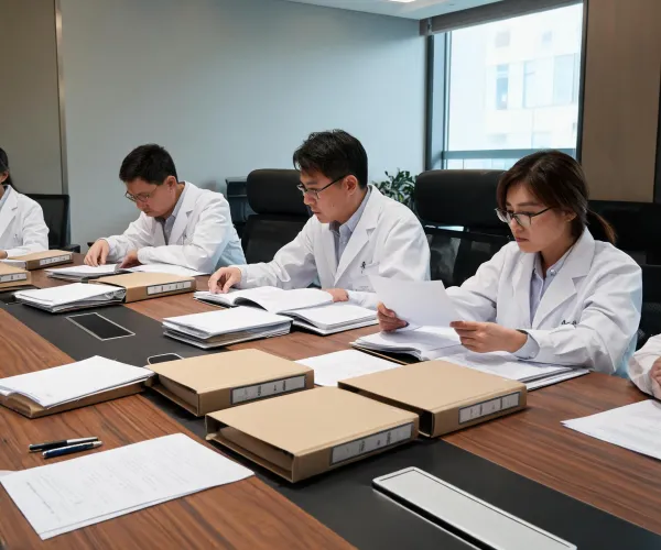 Regulatory affairs team reviewing dossiers