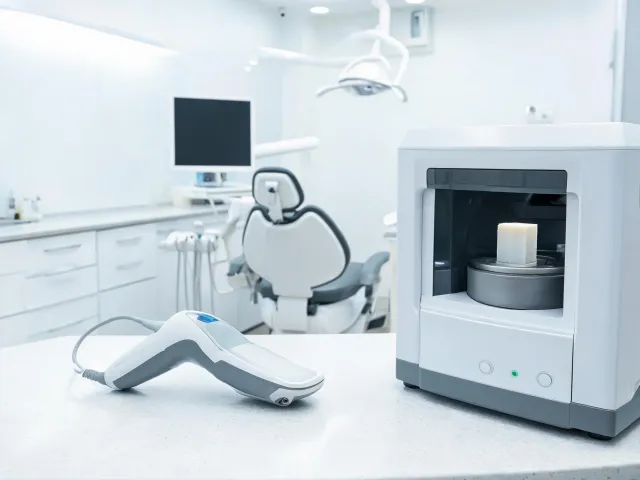 Intraoral scanner and CAD CAM mill in dental lab